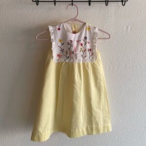 Pomme Cannelle  Butter Yellow Floral embroidered-Front Girls' Dress